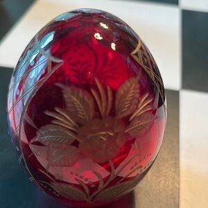 Elegant Red and Gold Decorative Egg